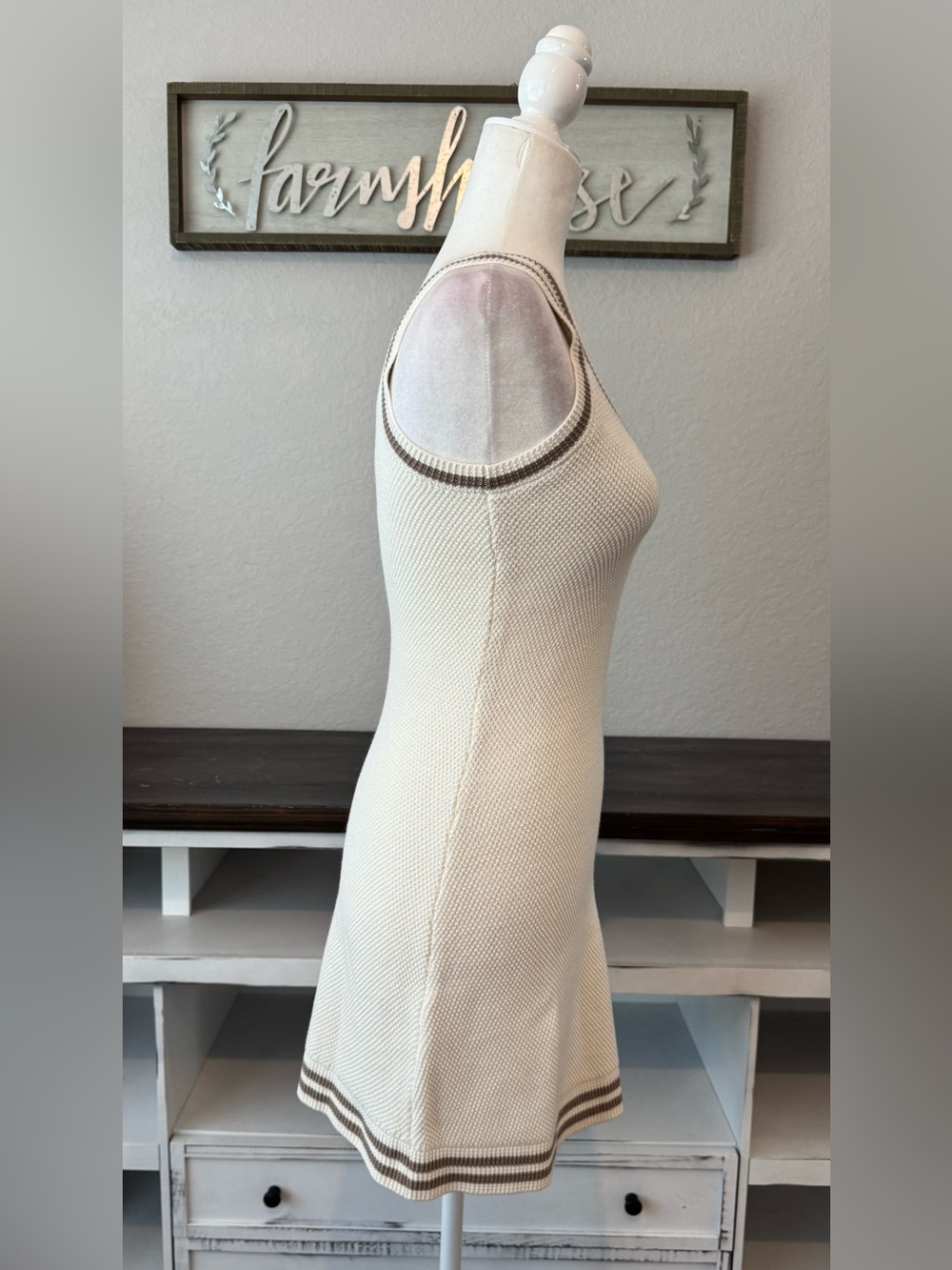 New ALO Yoga Tennis Club Sweater Knit Dress Ivory Gravel Women's Size S J - Picture 4 of 8